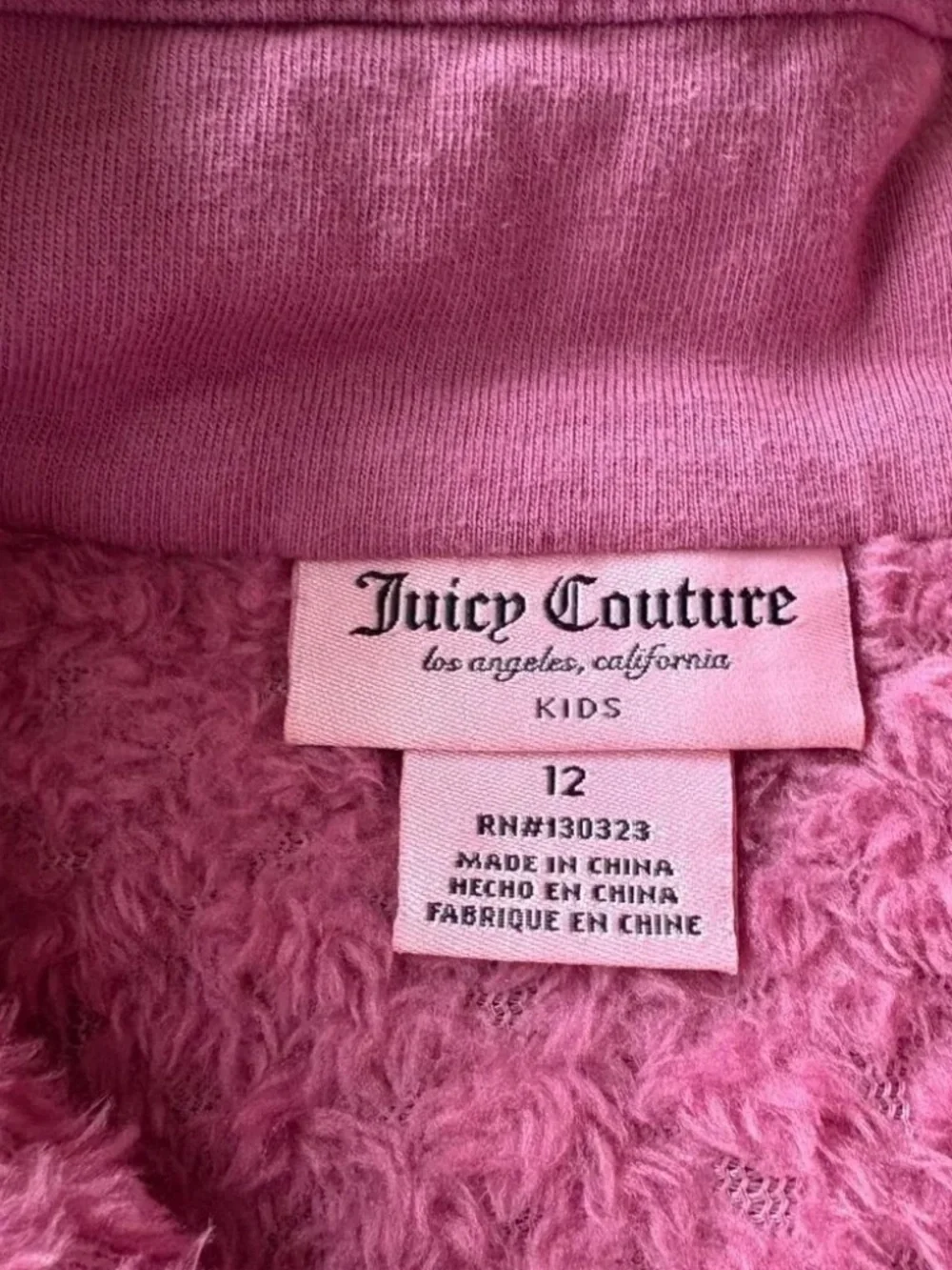 Juicy Couture Pink Quarter Zip Fleece Sweatshirt Girls 12 Preppy Cozy